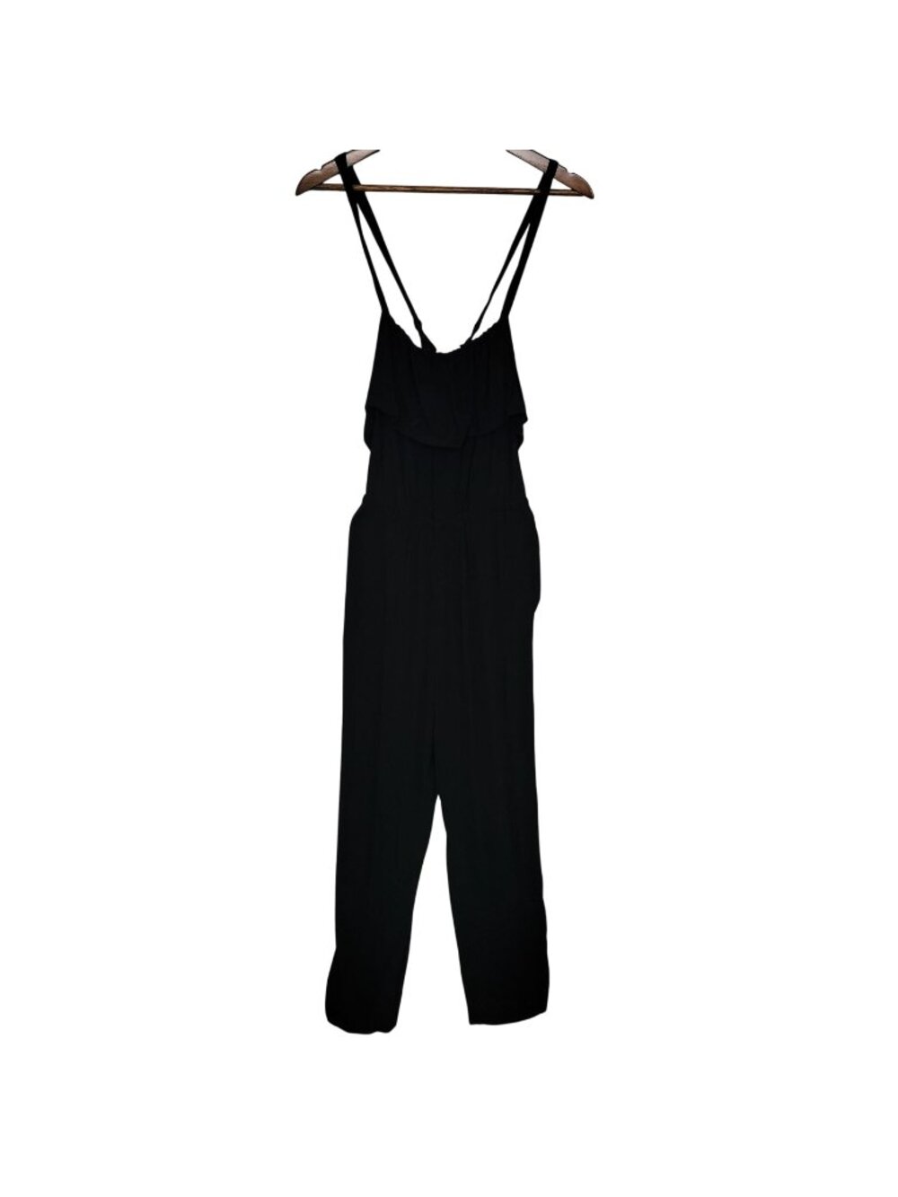 Madewell Apron Ruffle Sleeveless Pull On Jumpsuit Womens Size S Black Pockets